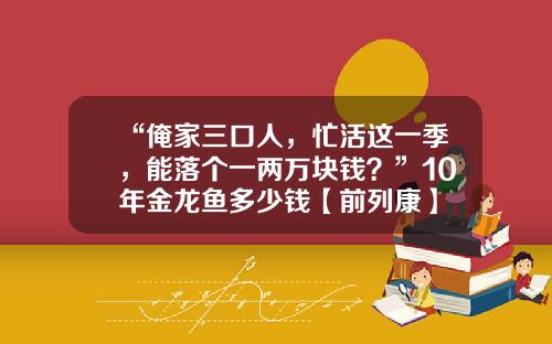 “俺家三口人，忙活这一季，能落个一两万块钱？”10年金龙鱼多少钱【前列康】