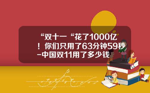 “双十一“花了1000亿！你们只用了63分钟59秒-中国双11用了多少钱