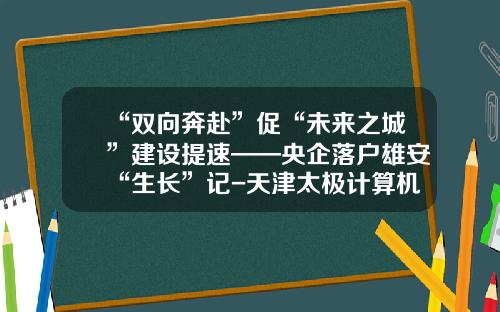 “双向奔赴”促“未来之城”建设提速——央企落户雄安“生长”记-天津太极计算机股份有限公司