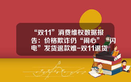 “双11”消费维权数据报告：价格欺诈仍“闹心”“闪电”发货退款难-双11退货多少钱