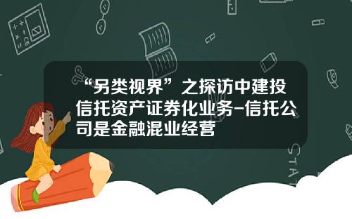 “另类视界”之探访中建投信托资产证券化业务-信托公司是金融混业经营