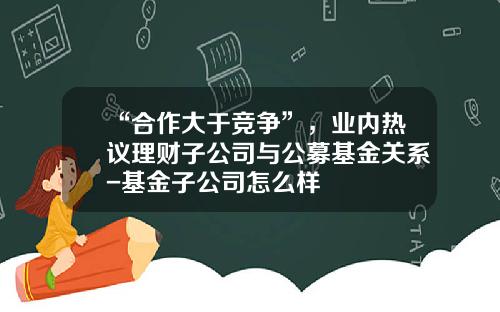 “合作大于竞争”，业内热议理财子公司与公募基金关系-基金子公司怎么样