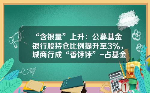 “含银量”上升：公募基金银行股持仓比例提升至3%，城商行成“香饽饽”-占基金