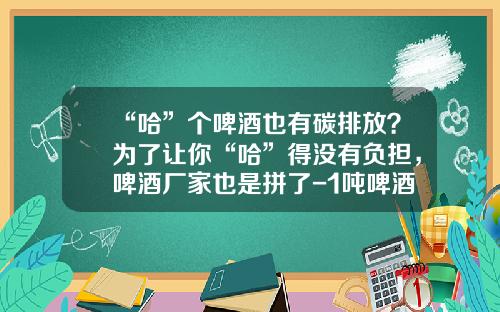 “哈”个啤酒也有碳排放？为了让你“哈”得没有负担，啤酒厂家也是拼了-1吨啤酒等于多少千升