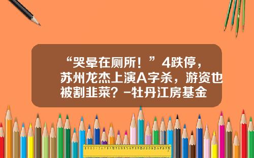 “哭晕在厕所！”4跌停，苏州龙杰上演A字杀，游资也被割韭菜？-牡丹江房基金
