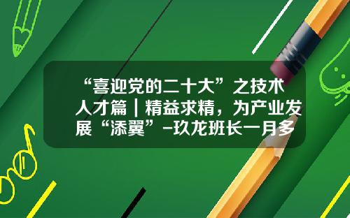 “喜迎党的二十大”之技术人才篇｜精益求精，为产业发展“添翼”-玖龙班长一月多少钱