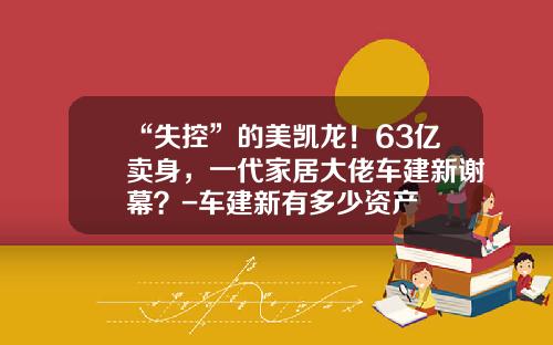 “失控”的美凯龙！63亿卖身，一代家居大佬车建新谢幕？-车建新有多少资产