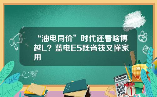 “油电同价”时代还看啥博越L？蓝电E5既省钱又懂家用