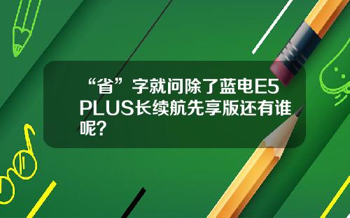 “省”字就问除了蓝电E5PLUS长续航先享版还有谁呢？