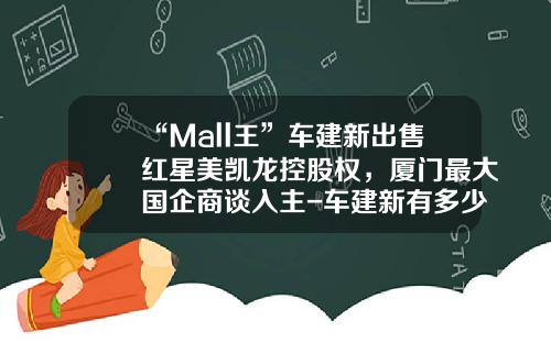 “Mall王”车建新出售红星美凯龙控股权,厦门最大国企商谈入主-车建新有多少资产【新闻】 “Mall王”车建新出售红星美凯龙控股权,厦门最大国企商谈入主-车建新有多少资产【新闻】