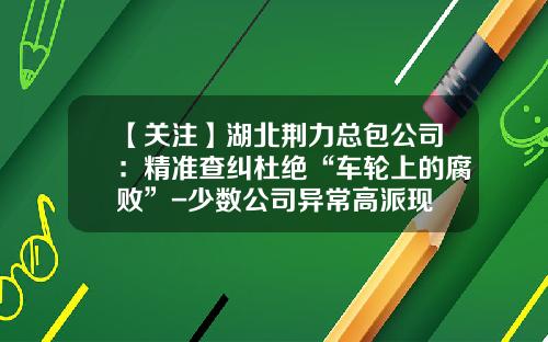 【关注】湖北荆力总包公司：精准查纠杜绝“车轮上的腐败”-少数公司异常高派现