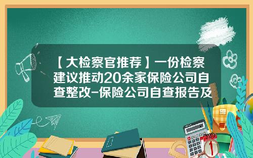 【大检察官推荐】一份检察建议推动20余家保险公司自查整改-保险公司自查报告及整改措施