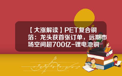 【大涨解读】PET复合铜箔：龙头获首张订单，远期市场空间超700亿-锂电池铜箔多少钱一吨