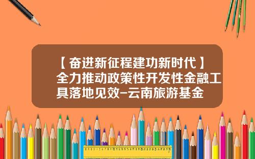 【奋进新征程建功新时代】全力推动政策性开发性金融工具落地见效-云南旅游基金