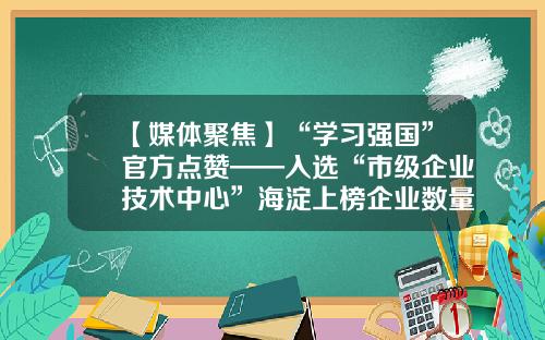 【媒体聚焦】“学习强国”官方点赞——入选“市级企业技术中心”海淀上榜企业数量再夺冠！-北京圣博润高新技术股份有限公司