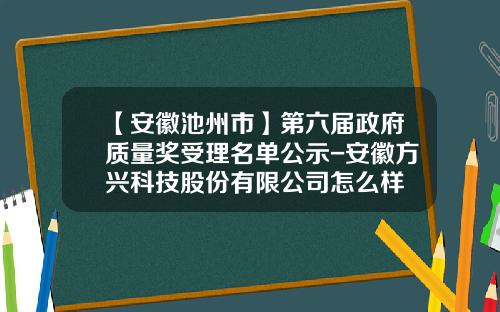 【安徽池州市】第六届政府质量奖受理名单公示-安徽方兴科技股份有限公司怎么样