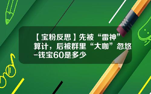 【宝粉反思】先被“雷神”算计，后被群里“大咖”忽悠-钱宝60是多少