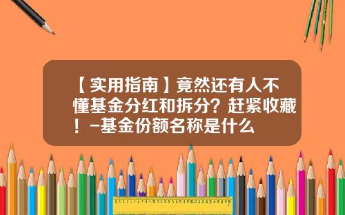 【实用指南】竟然还有人不懂基金分红和拆分？赶紧收藏！-基金份额名称是什么