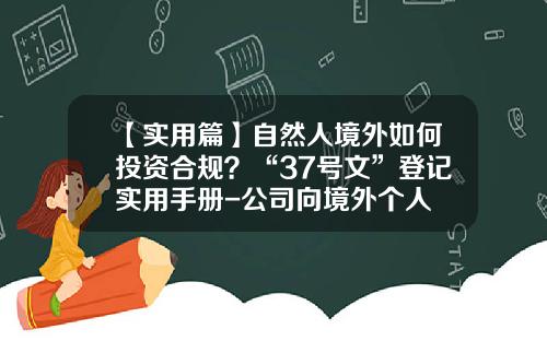 【实用篇】自然人境外如何投资合规？“37号文”登记实用手册-公司向境外个人
