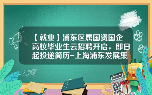 【就业】浦东区属国资国企高校毕业生云招聘开启，即日起投递简历-上海浦东发展集团财务有限责任公司