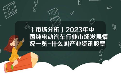 【市场分析】2023年中国纯电动汽车行业市场发展情况一览-什么叫产业资讯股票