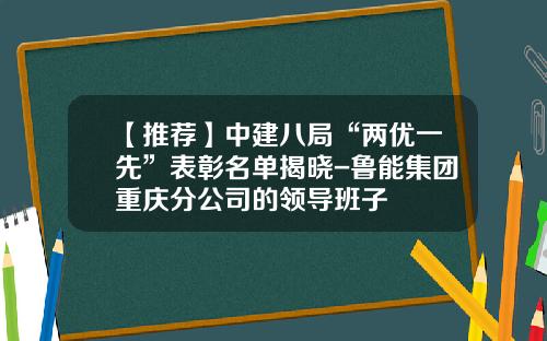 【推荐】中建八局“两优一先”表彰名单揭晓-鲁能集团重庆分公司的领导班子