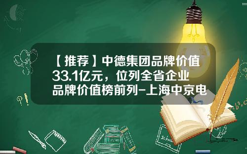 【推荐】中德集团品牌价值33.1亿元，位列全省企业品牌价值榜前列-上海中京电子标签集成技术有限公司