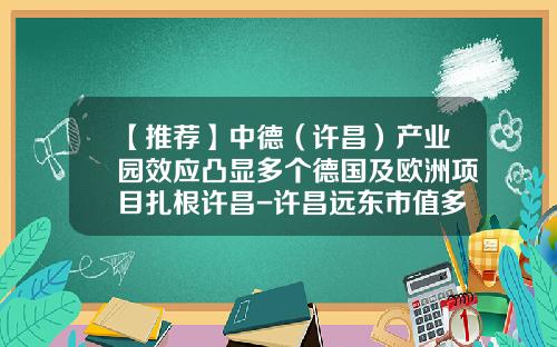 【推荐】中德（许昌）产业园效应凸显多个德国及欧洲项目扎根许昌-许昌远东市值多少