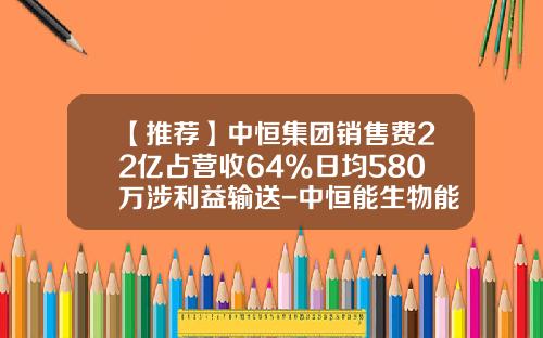 【推荐】中恒集团销售费22亿占营收64%日均580万涉利益输送-中恒能生物能源技术有限公司