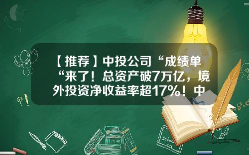 【推荐】中投公司“成绩单“来了！总资产破7万亿，境外投资净收益率超17%！中央汇金管理国有金融资本近5万亿-中投公司财报