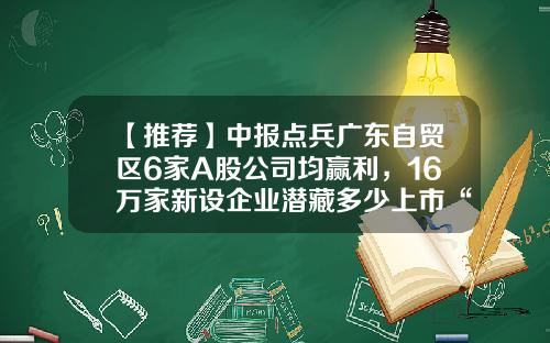 【推荐】中报点兵广东自贸区6家A股公司均赢利，16万家新设企业潜藏多少上市“后备军”-南沙自贸区有那些上市公司
