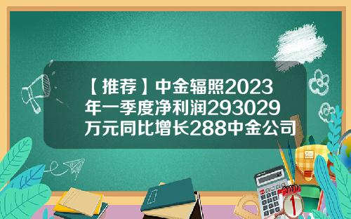 【推荐】中金辐照2023年一季度净利润293029万元同比增长288中金公司每股净资产
