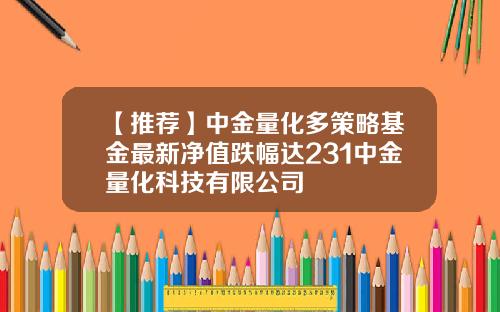 【推荐】中金量化多策略基金最新净值跌幅达231中金量化科技有限公司