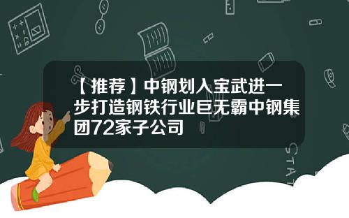 【推荐】中钢划入宝武进一步打造钢铁行业巨无霸中钢集团72家子公司