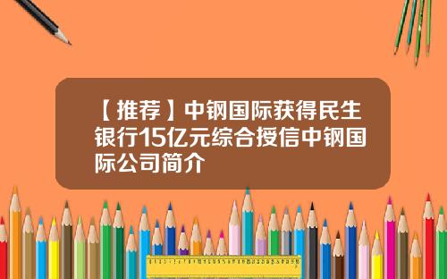 【推荐】中钢国际获得民生银行15亿元综合授信中钢国际公司简介