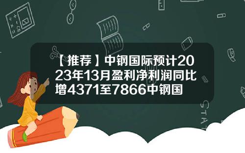 【推荐】中钢国际预计2023年13月盈利净利润同比增4371至7866中钢国际公司简介