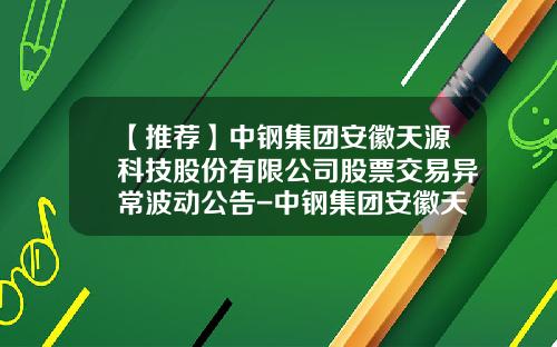 【推荐】中钢集团安徽天源科技股份有限公司股票交易异常波动公告-中钢集团安徽天源股份有限公司