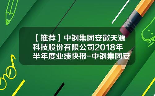 【推荐】中钢集团安徽天源科技股份有限公司2018年半年度业绩快报-中钢集团安徽天源股份有限公司