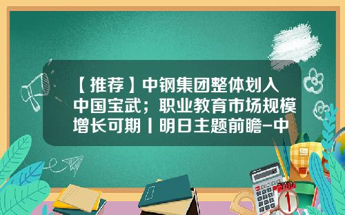 【推荐】中钢集团整体划入中国宝武；职业教育市场规模增长可期丨明日主题前瞻-中国中钢集团公司上市公司