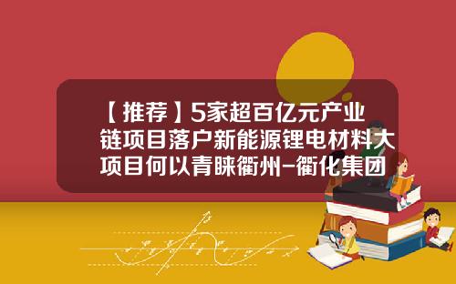【推荐】5家超百亿元产业链项目落户新能源锂电材料大项目何以青睐衢州-衢化集团和巨化集团是一个公司么