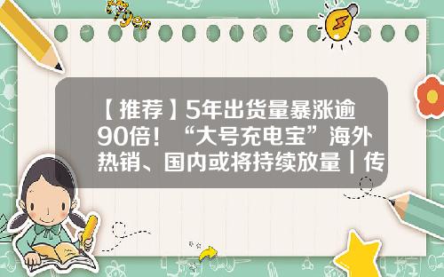 【推荐】5年出货量暴涨逾90倍！“大号充电宝”海外热销、国内或将持续放量｜传真-001696基金