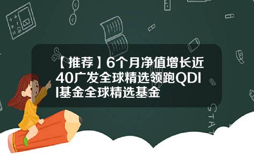 【推荐】6个月净值增长近40广发全球精选领跑QDII基金全球精选基金