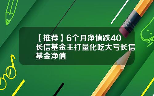 【推荐】6个月净值跌40长信基金主打量化吃大亏长信基金净值