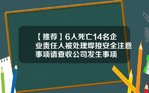 【推荐】6人死亡14名企业责任人被处理焊接安全注意事项请查收公司发生事项