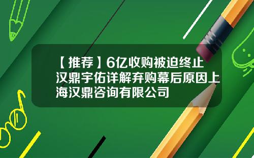 【推荐】6亿收购被迫终止汉鼎宇佑详解弃购幕后原因上海汉鼎咨询有限公司