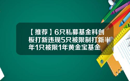 【推荐】6只私募基金科创板打新违规5只被限制打新半年1只被限1年黄金宝基金