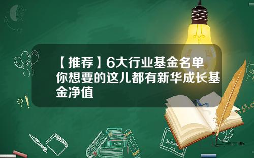 【推荐】6大行业基金名单你想要的这儿都有新华成长基金净值