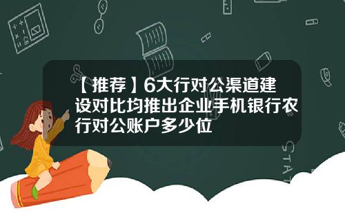 【推荐】6大行对公渠道建设对比均推出企业手机银行农行对公账户多少位