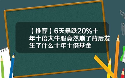 【推荐】6天暴跌20％十年十倍大牛股竟然崩了背后发生了什么十年十倍基金