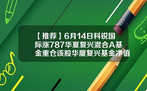 【推荐】6月14日科锐国际涨787华夏复兴混合A基金重仓该股华厦复兴基金净值